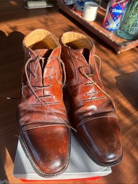 Johnston & Murphy Men's Brown Leather Lace-Up Boots